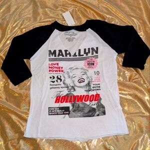 Marilyn Monroe Black & White Raglan Shirt